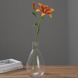 <span class=keywords><strong>Fiori</strong></span> Artificiali di Giglio in <span class=keywords><strong>Vaso</strong></span>, Effetto Realistico, Arancioni, Composizioni di <span class=keywords><strong>Fiori</strong></span> Finti in Seta per Autunno, Centrotavola Decorativo per Casa - Product Image 3
