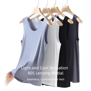 Canotta <span class=keywords><strong>Uomo</strong></span> Nuovo Design 2026, Sottomaglia Traspirante in Tessuto Senza Cuciture Lyocell Modal Anni '80 per Fitness - Product Image 3