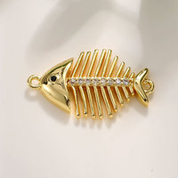 Breloques tendance en zircon incrusté, motifs poisson, tortue, coquillage, étoile de mer, plaqué or 14 carats, pendentifs marins pour colliers et bracelets