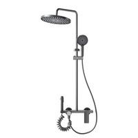 Ensemble de robinetterie de douche et de baignoire à 4 fonctions avec barre coulissante, finition huilée, acier inoxydable, jet pour hôtel, appartement