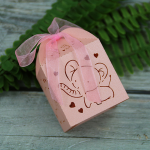 Hộp Kẹo Hình Con Voi Nhỏ Cắt Laser Hộp Quà Tặng Cho Bé Tắm Đóng Gói Hộp Ngọt Ngào Hộp Giấy Kraft Với Ribbon - Product Image 6