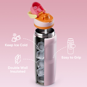 Botella de Agua de Viaje de Acero Inoxidable con Aislamiento al Vacío, a Prueba de Fugas, 12-24 Horas de Duración, Libre de BPA, con Pajita Integrada, Tapa Abatible con Bloqueo y Asa de Transporte - Product Image 2