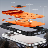 Coque de protection coulissante pour appareil photo avec anneau magnétique pour iPhone 18 17 16 15 Pro Max, double couche TPU PC antichoc