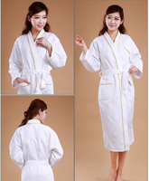 Peignoir 100% Coton Gaufré à Col Kimono et Cordon de Serrage, Luxueux, Absorbant, pour Hôtel et Spa, Hommes et Femmes, Vente en Gros, Élégant, Romantique, Uni