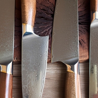 Ensemble de couteaux de cuisine en acier Damas VG10 à 67 couches, manche en bois, couteau de chef, couteau Santoku, couteau à découper, couteau à éplucher pour la viande et les légumes