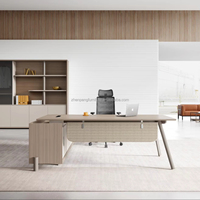 Nouveau bureau de direction en bois de luxe moderne, montage facile, MDF durable, bureau en forme de L, style panneau, résistant à l'eau
