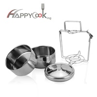 Boîte à lunch ronde Happycooking en acier inoxydable avec compartiments chaud/froid, personnalisable, type bento/tiffin, 0-1L – Fournisseur direct usine