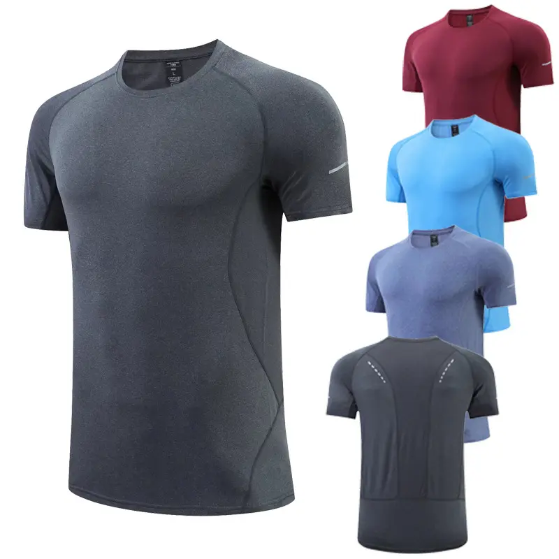 Heren Hardloopcompressie T-Shirt Ademend Voetbal Strakke Sportkleding Fitness Shirt Met Korte Mouwen