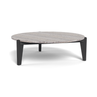 Table basse d'extérieur de luxe en aluminium au design français classique avec plateau en pierre pour salon de jardin