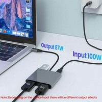 Hub USB C 4 en 1 vers USB 3.0, adaptateur convertisseur de câble double HDTV 4K 60 Hz pour ordinateur portable, moniteur, PC