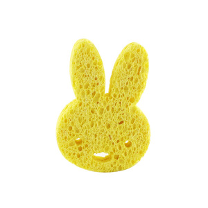 Cute Rabbit Shaped Wood Pulp Cotton Bath Sponge For Babies Soft Absorbent Cleaning Sponge - Product Image 2