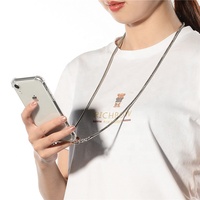 Coque de téléphone transparente antichoc en TPU avec chaîne de perles de luxe et bandoulière pour iPhone 17 16 15 Pro Max XR XS Max 6 7 8 Plus