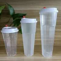 Gobelet en plastique transparent pour thé au lait avec couvercle 17, 24, 35 oz, jetable, en PP, pour thé au lait aux bulles, jus, boissons froides