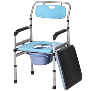 Foldable Portable <b>Commode</b> <b>Chair</b> With Bucket Reinforced Steel Frame For Elderly And Pregnant Women Home Use - Product Image 1