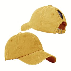 Nouvelle casquette de baseball vintage délavée style coréen pour l'extérieur, avec broderie main motif feuille et ouverture pour queue de cheval - Product Image 5