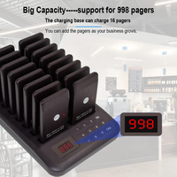 Café carré 1 Base 16 buzzers clignotant étanche vibrant caboteur bip sans fil serveur système d'appel téléavertisseur pour Restaurant