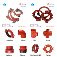 Raccords de tuyauterie en fonte ductile pour pompe à incendie FM UL, coudes rainurés et tés rigides/flexibles de 1'' à 10'' pour la lutte contre l'incendie, OEM