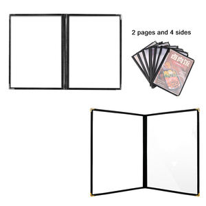 สมุดเมนูพีวีซีแบบ 2 ช่อง ขนาด A4 จากโรงงานโดยตรง ยี่ห้อ JINDA 4 หน้า 8.5x11 นิ้ว ใส มุมดำ/ทอง/เงิน สำหรับโรงแรม ร้านอาหาร - Product Image 2