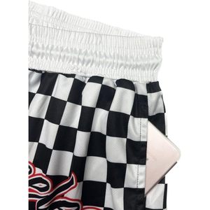 Men's Los Angeles Checkerboard Mesh Athletic Shorts Quick Dry Basketball Gym Workout Running Shorts <b>Black</b> White Pattern - Product Image 4