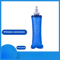 Bouteille d'eau souple pliable en TPU 150ML 250ML avec paille, sans BPA, bleue, pour la course à pied, la randonnée, le cyclisme et les activités de plein air