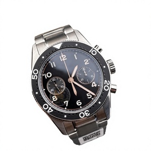 Large-size Men's Square Stainless Steel Diver Mechanical <b>Chronograph</b> Watch Black Dial Sapphire Crystal Water Resistant 3BAR - Product Image 2