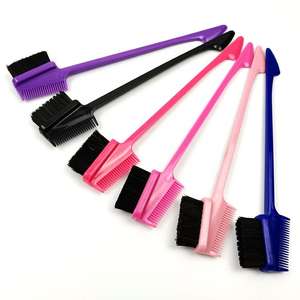 Outils de cheveux personnalisés en gros perruque de dentelle brosse à cheveux de bébé Pintail peigne à sourcils double face 3 en 1 brosse de contrôle des bords avec logo - Product Image 1