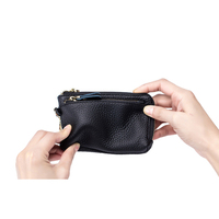 Dompet Mini Kulit PU dengan Ritsleting, Lapisan Poliester, Tahan Air, Unisex, Dompet Koin Pendek, Dompet Kartu Multi-Fungsi
