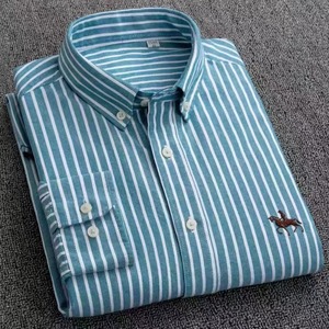 <span class=keywords><strong>Camicia</strong></span> da <span class=keywords><strong>Uomo</strong></span> Business Casual a Maniche Lunghe 100% Cotone Oxford Traspirante a <span class=keywords><strong>Righe</strong></span> Ricamata - Product Image 4