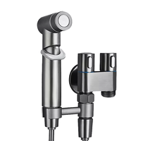 Ensemble de pulvérisateur de bidet portatif Zhuoding avec robinet d'angle à double sortie en acier inoxydable, accessoire de douche mural pour salle de bain 5