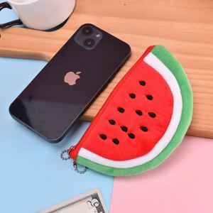 Customized Watermelon Fruit Plush Wallet with Zipper-children's Coin Case, <b>Card</b> Storage <b>Box</b> and Keychain - Product Image 4
