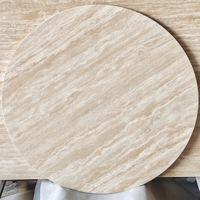 Table à manger ronde en marbre naturel ton crème, finition mate, avec plateau de table basse/appoint, mobilier de maison