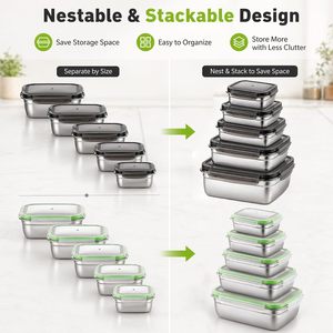 304 Stainless Steel Square <b>Lunch</b> Containers Microwave Airtight Bento Box Stackable Leak Proof Portable Thermal <b>Lunch</b> Box Adults - Product Image 2