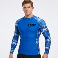 Maillot de compression Freandy Sports pour homme à manches longues, anti-UV, séchage rapide, polyester et élasthanne, 260g, design coloré