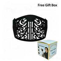 Bandeau de foulard musulman durable en nylon noir, élégant, avec motif géométrique à ailes, design sablé et compartiment creux pour hijab dissimulé