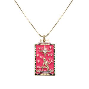 CZ smalto eremita giudizio morte collana pendente placcato oro tarocchi collana pendente per donna - Product Image 5
