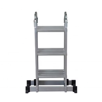 Échelle pliable multi-positions 4x3 avec charnières renforcées, antidérapante, stabilisateurs en aluminium antirouille pour escalier, utilisation en supermarché, conforme à la norme EN 131