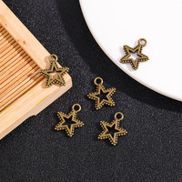 Pendentifs et accessoires rétro en alliage électroplaqué couleur argent antique, motifs feuille, étoile à cinq branches, fleur de lotus, pour bracelets DIY