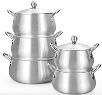 Batterie de cuisine en aluminium 5 pièces 16cm 18cm 20cm 22cm 24cm – Poêles et casseroles à poignée rivetée pour la conservation des aliments et les événements culinaires festifs