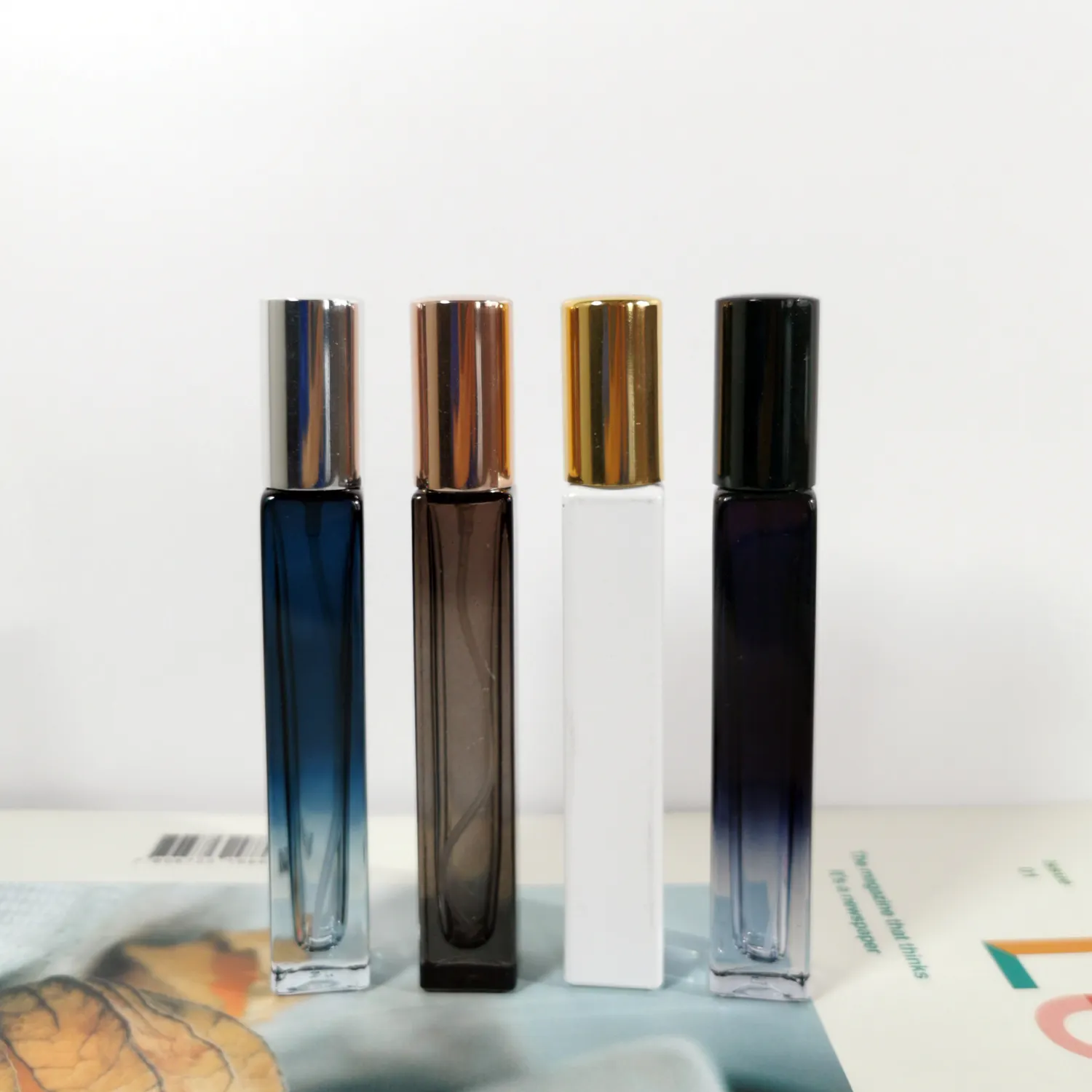 Benutzer definierte Farbverlauf 10ml Dunkelblau Schwarz Quadrat Schraub verschluss Öl Parfüm Zerstäuber Glas Parfüm Flasche