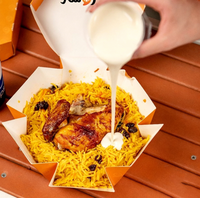 Faltbare Papier-Takeaway-Behälter Einweg-Lunchbox für Gebratenen Reis Gegrilltes Hähnchen Halal Biryani Mandi Bukhari Reisbox Schüssel