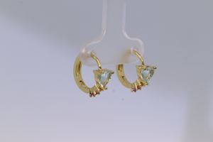 Pendientes de Aro Tianyu Gems, Chapados en Oro, de Latón, Estilo Clásico y Elegante, con Circonita Cúbica en Forma de Corazón y Corindón Rojo. - Product Image 6