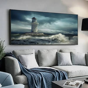 Moderno restaurante pared arte faro en agua áspera pintura decoración del hogar dormitorio decorativo pared lienzo pintura impresiones - Product Image 5