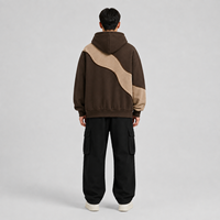 Sweat à capuche personnalisé bicolore marron et beige, coupe oversize, en molleton épais, épaules tombantes, style streetwear, 100% coton, ODM