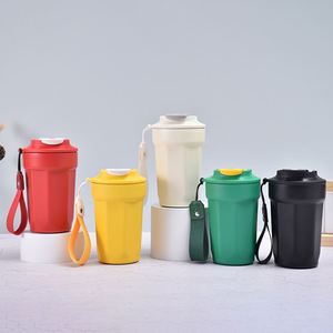 Stainless Steel Insulated Coffee Tumbler with Strap, Leakproof <b>Double</b> <b>Wall</b> Travel <b>Mug</b> with Dual Lid, for Office, Gym Custom Logo - Product Image 2