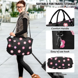 Ensemble de sacs de voyage sportifs pliables à grande capacité, imperméables et durables, avec fermeture éclair, motifs de petites fleurs, 2 pièces - Product Image 6