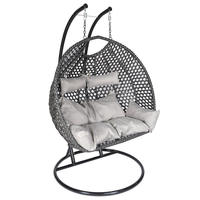 Silla Colgante Tipo Huevo de Diseño Moderno con Logotipo de Moda, de Metal, para Jardín, Patio, Exterior, Súper Cómoda, con Doble Asiento