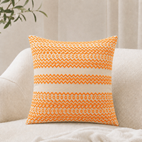 Housse de coussin décorative style bohème, motif géométrique orange, design tendance, 45x45 cm pour canapé