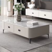 Ensemble de meubles de salon de luxe en bois et marbre avec meuble TV LCD et table basse, avec rangement, pour la décoration intérieure
