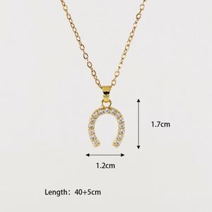 Collar con Colgante de Herradura Clásico de Lujo Ligero Vintage, el Más Vendido en Europa y Estados Unidos, con Incrustaciones de Zirconia y Baño de Oro, a la Moda - Product Image 6