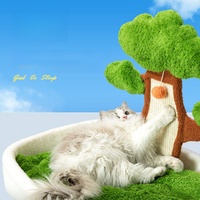 Lit pour chat en pot de pin trois en un avec coussin et planche à gratter pour l'intérieur
